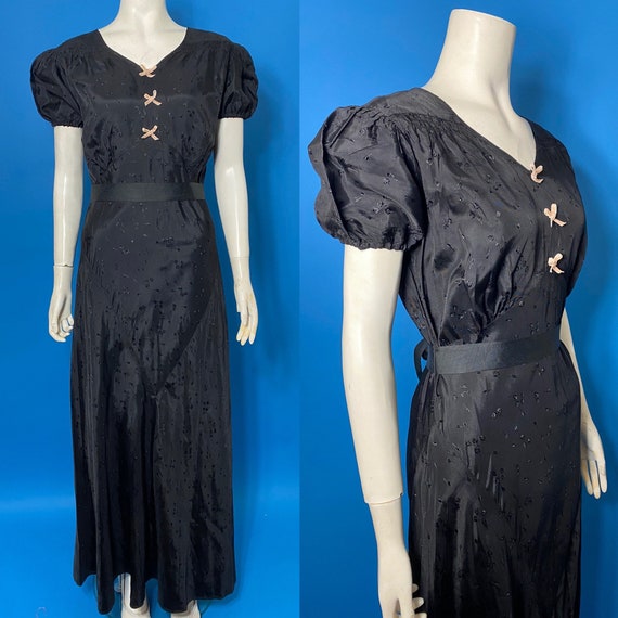 1930s evening dress with pink bows