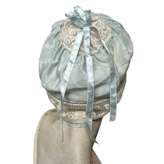 1920s silk bed cap, boudoir cap - image 2
