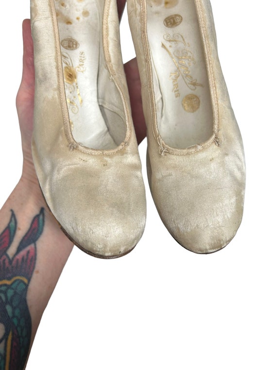 1920s wedding shoes by F for display Gem