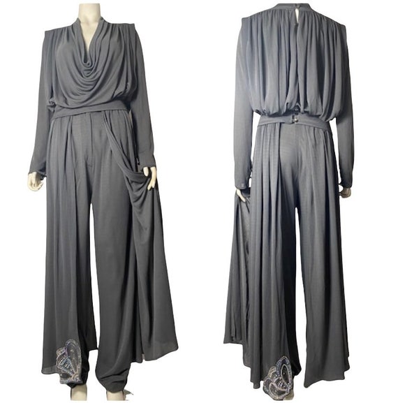 1970s Bill Gibb jersey trouser set with blouse - image 1
