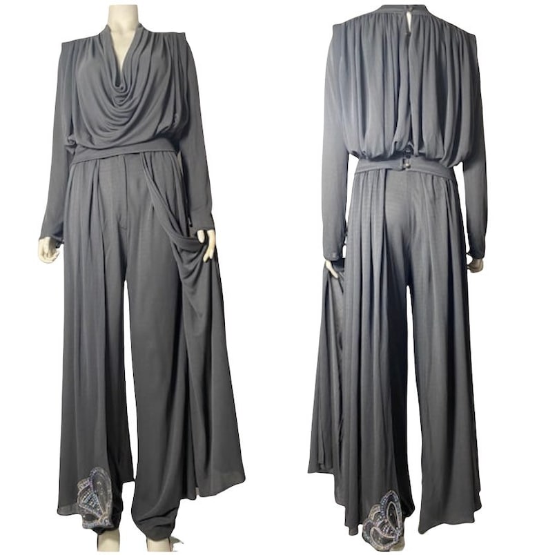 1970s Bill Gibb jersey trouser set with blouse image 1