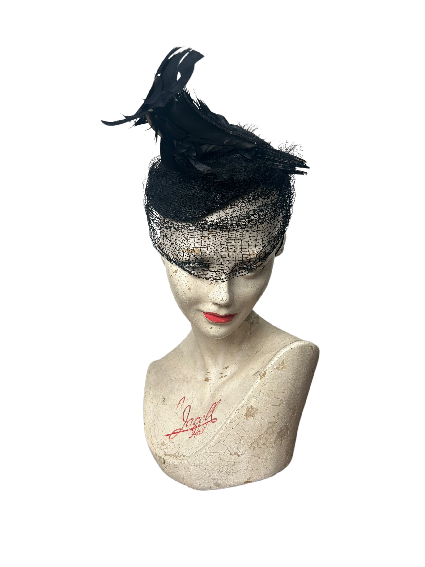 1940s Feathered Hat With Veil, New York Creation - Etsy
