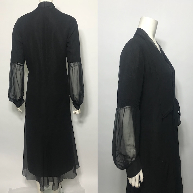 1920s dress in black chiffon a late 20s day dress