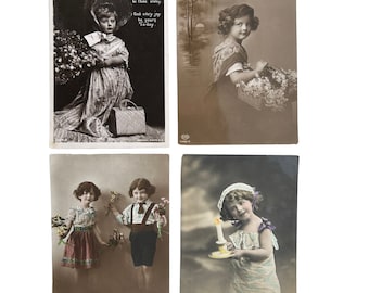 Four 1910s birthday cards, postcards