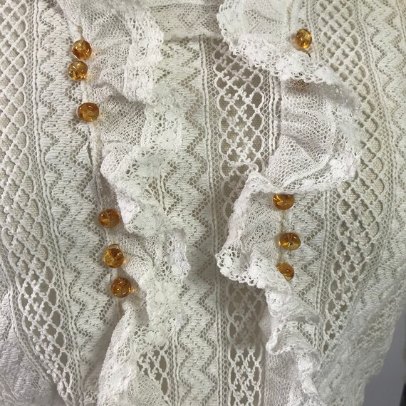 Edwardian 1910s blouse with amber glass beads - image 3