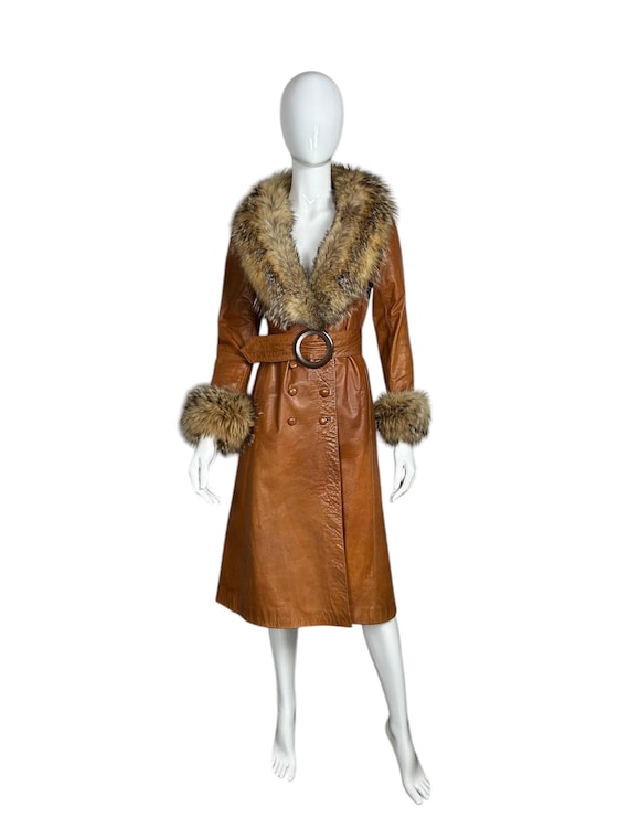 Baccarat 1970s Leather Coat With Fox Fur Collar and Cuffs - Etsy