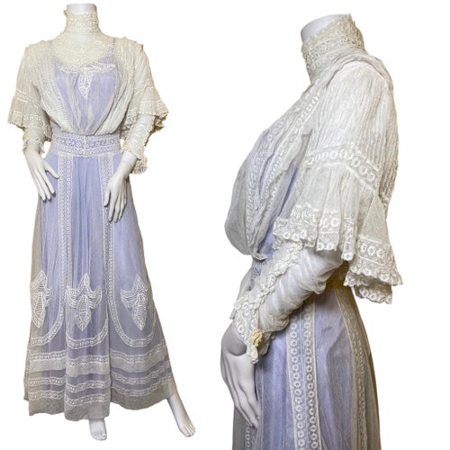 Edwardian Wedding Dress C. 1910 Silk & Embroidered Lace - Etsy Australia