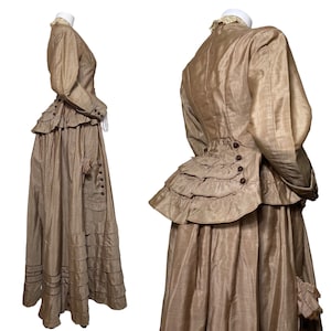 Victorian dress C1870s with shawl
