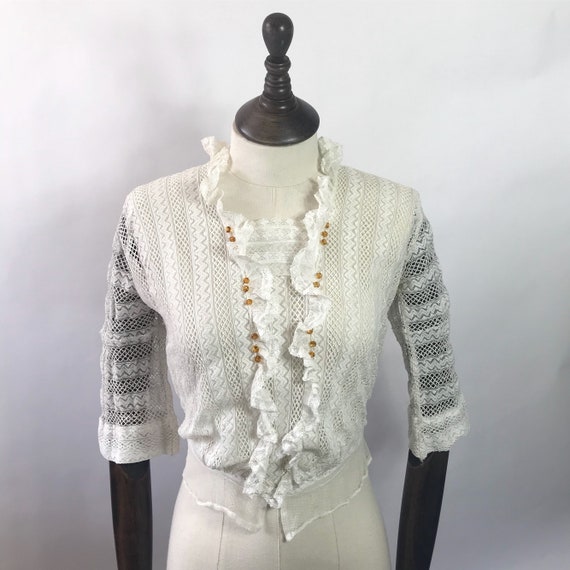 Edwardian 1910s blouse with amber glass beads