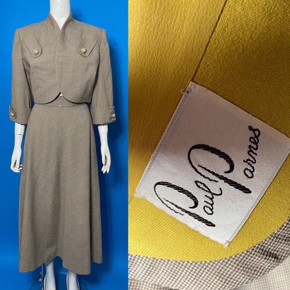 1940s houndstooth suit with crop jacket