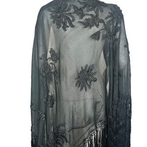 1920s silk jersey shawl with hand embroidery