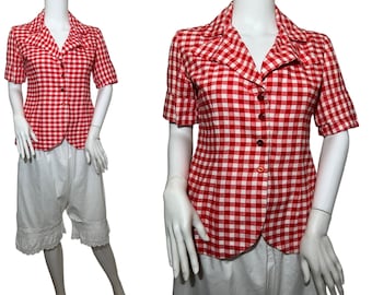 1970s does 30s gingham blouse