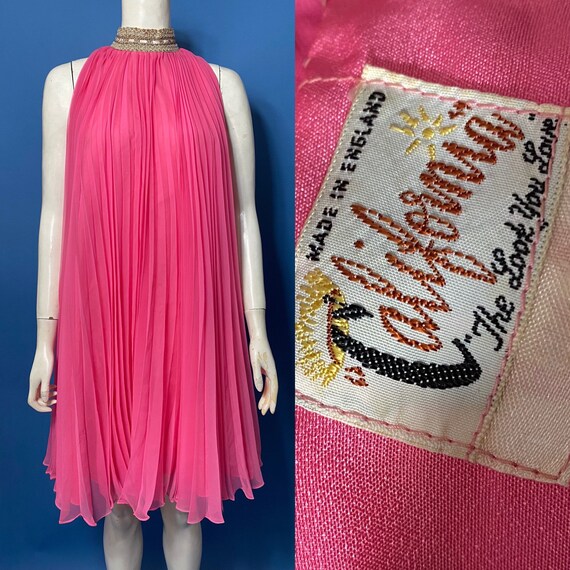 1960s trapeze dress, hot pink