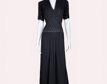 Jaren 40-avondjurk met strass-studs