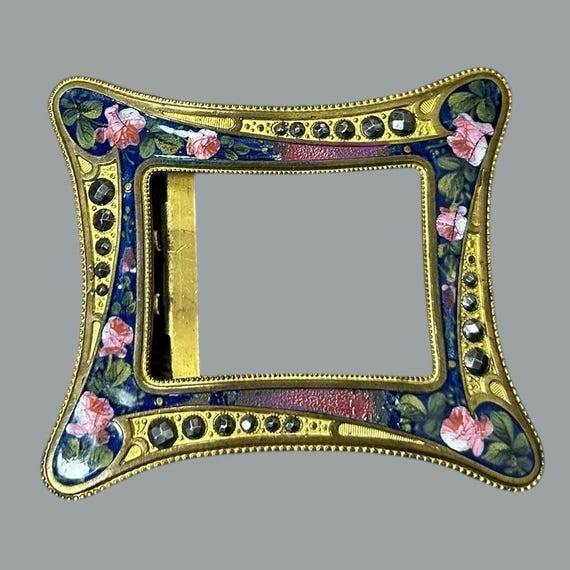 Vintage Art Nouveau Style belt buckle with Blue and Gold Accents Buckle Up ? ? @jennifertilly in the aquamarine and ruby  main image 3