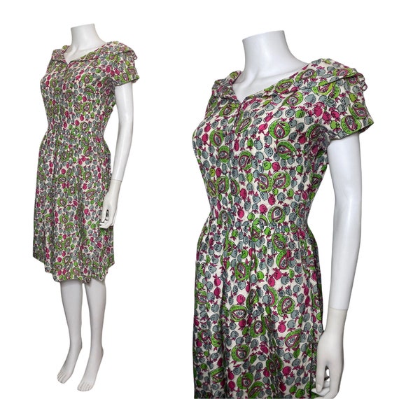 1940s novelty print dress in silk - image 3