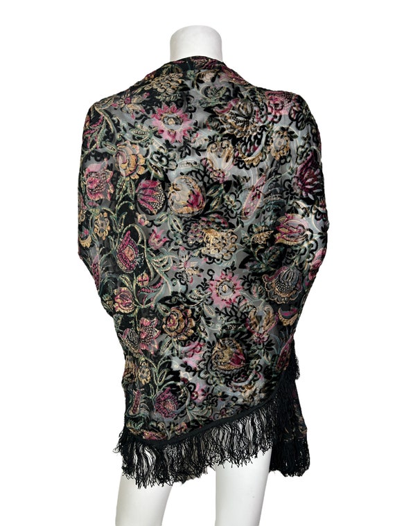 1920s 30s devore shawl, devoré - image 3