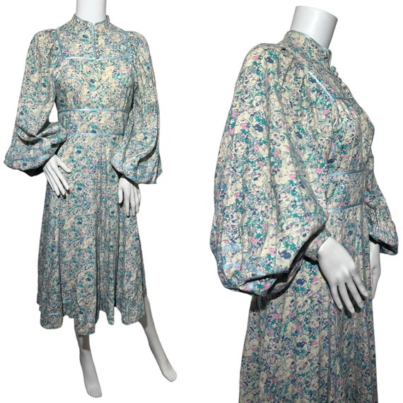 1970s Fine Feathers midi dress, Liberty fabric - image 1