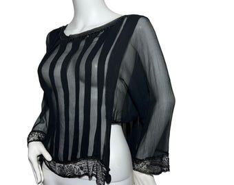 1910s chiffon blouse with French jet beads and baubles