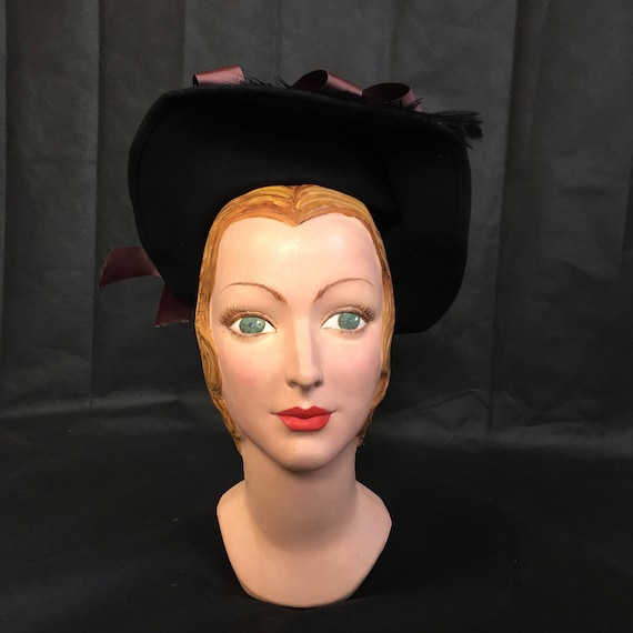 1940s vagabond tilt hat with ostrich trim - image 5