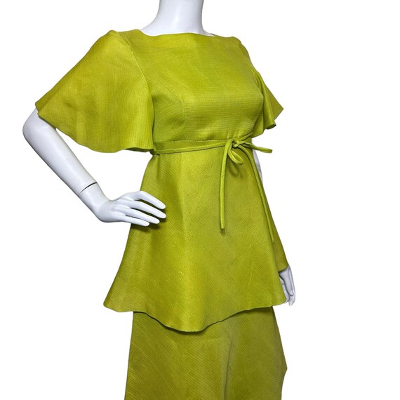 1970s Pierre Cardin tiered dress in acid green - image 3