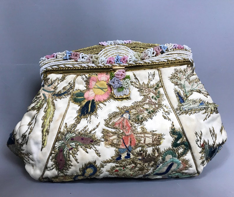 1930s Chinoiserie Evening Bag With Embroidered Dragons and - Etsy