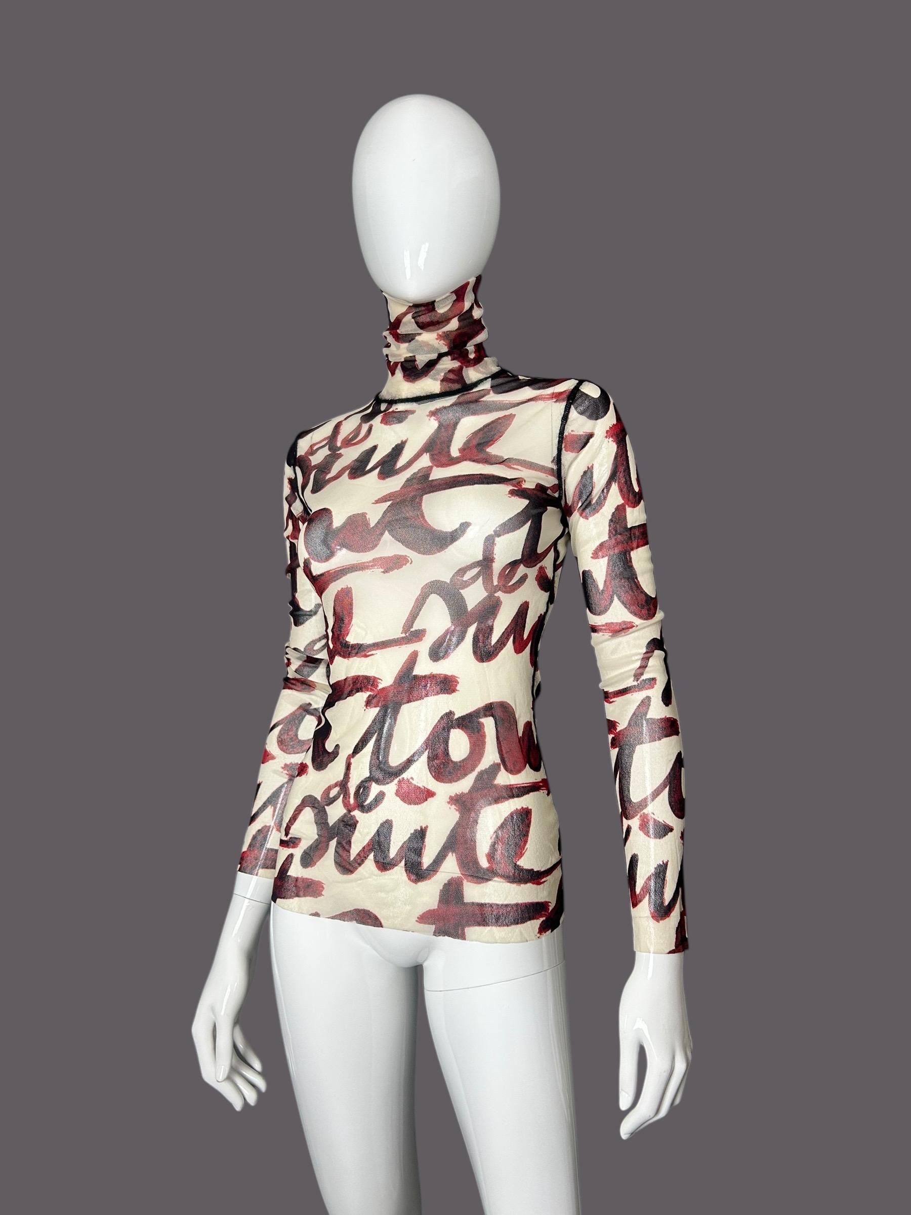 A/W 2001 Jean Paul Gaultier Mesh Top, Blood Script - Etsy