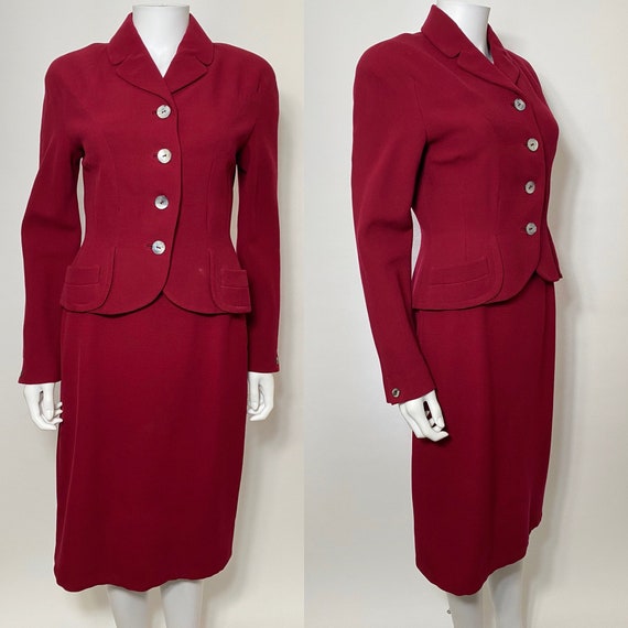 Berry red 1950s suit from Dereta