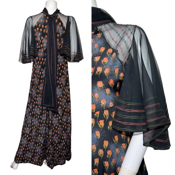 1970s Jean Varon Printed Maxi Dress