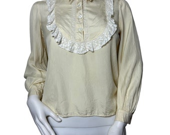 Blusa in seta anni '30 con pizzo stile Valenciennes