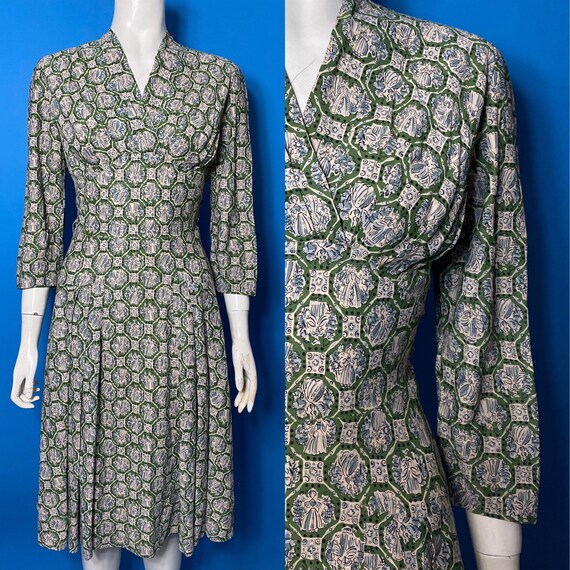 1950s novelty print dress, Eastex