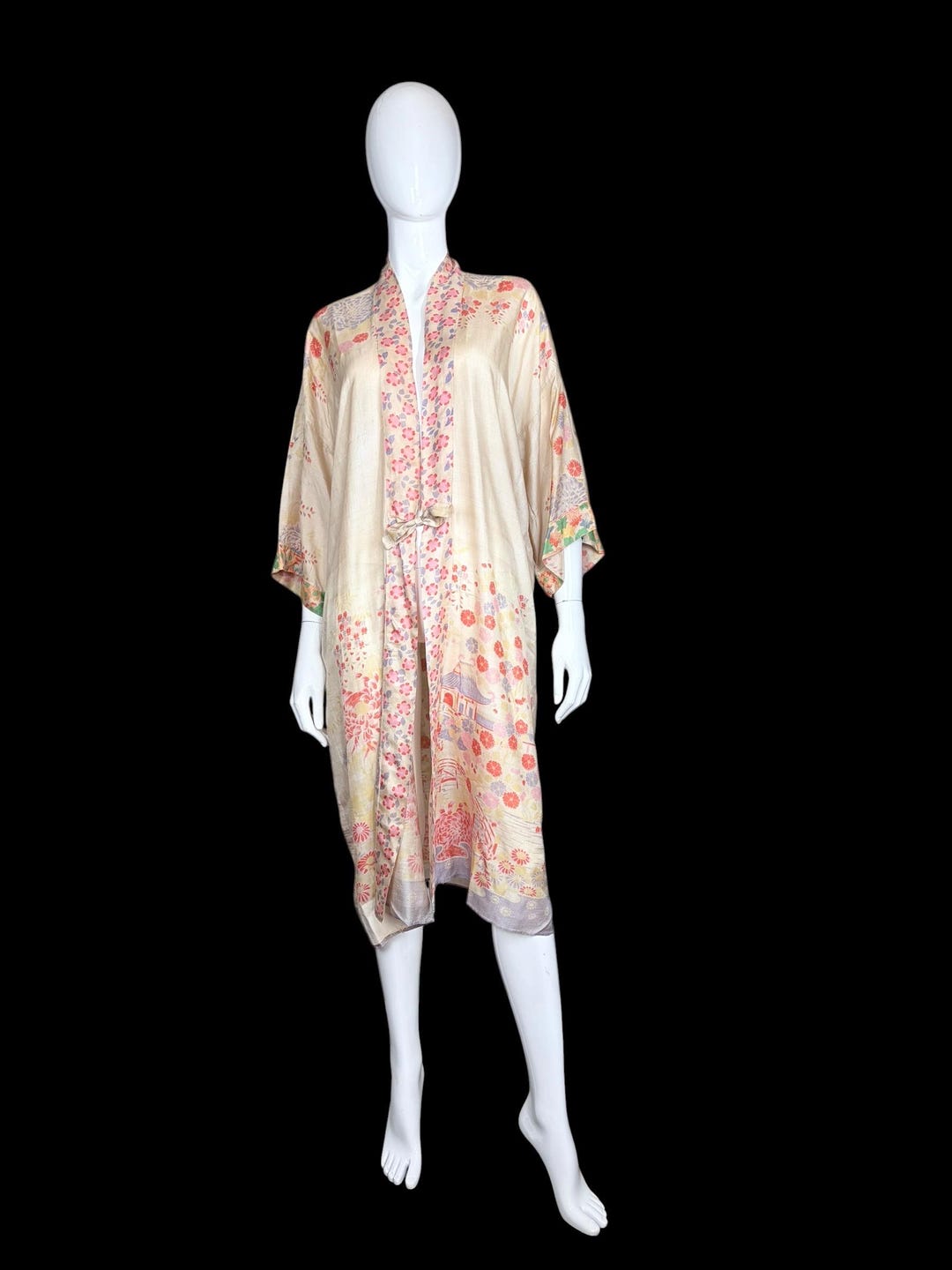 Silk Screen Robe 1920s Pongee Silk Robe, Japanese Screen Printed Silk - Etsy