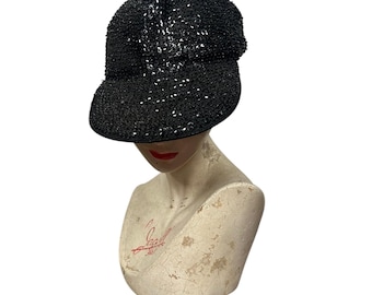 Buy Vintage Sassy Hand Beaded Glam Sequin Iridescent Visor  display picture 1