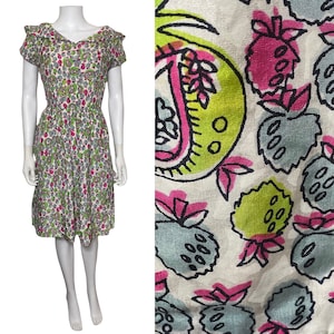 1940s novelty print dress in silk