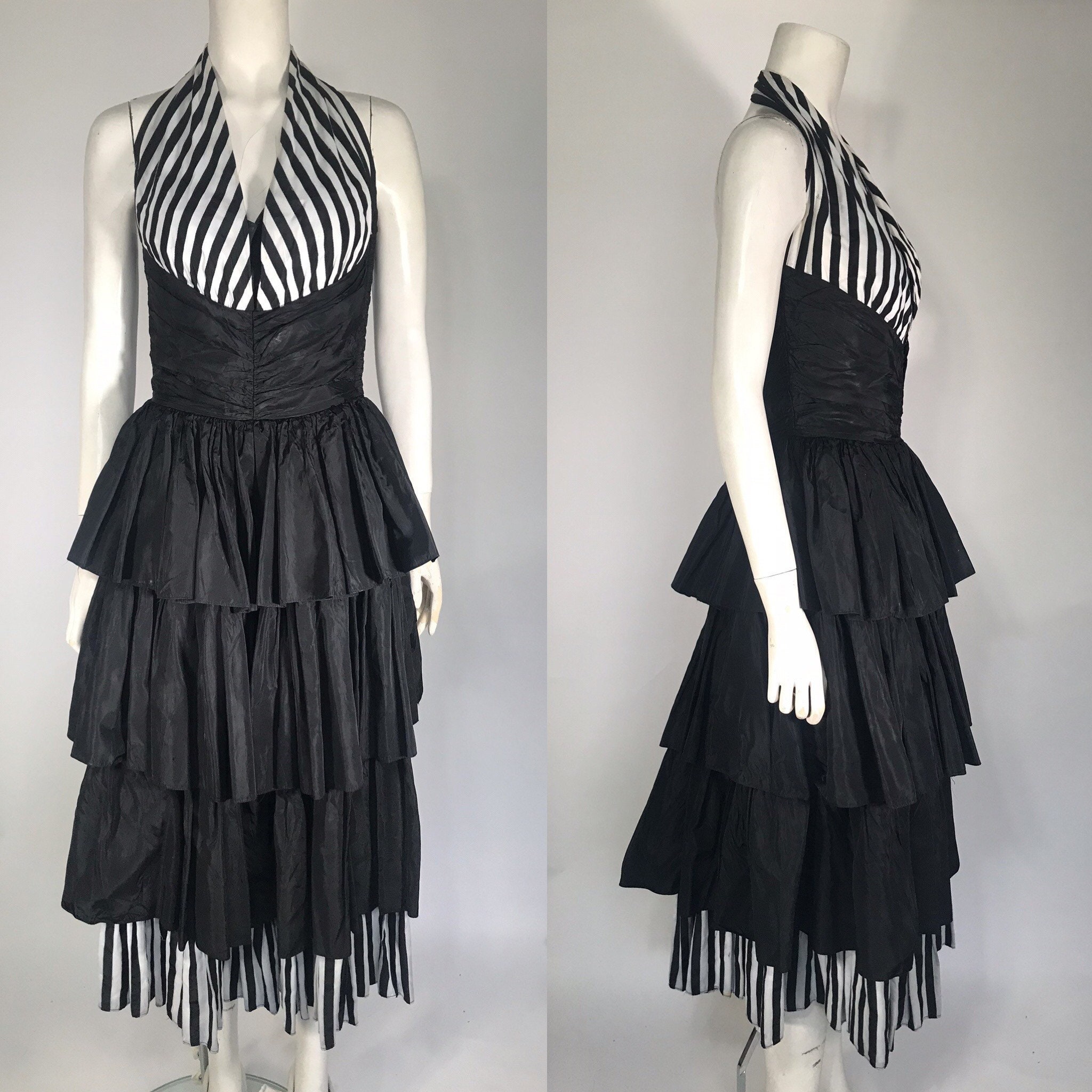 Image of S S Halterneck Dress With Ruffle Skirt