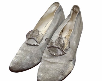 Edwardianische Silber lame Abendschuhe