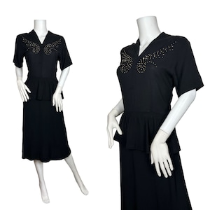 1940s studded peplum dress