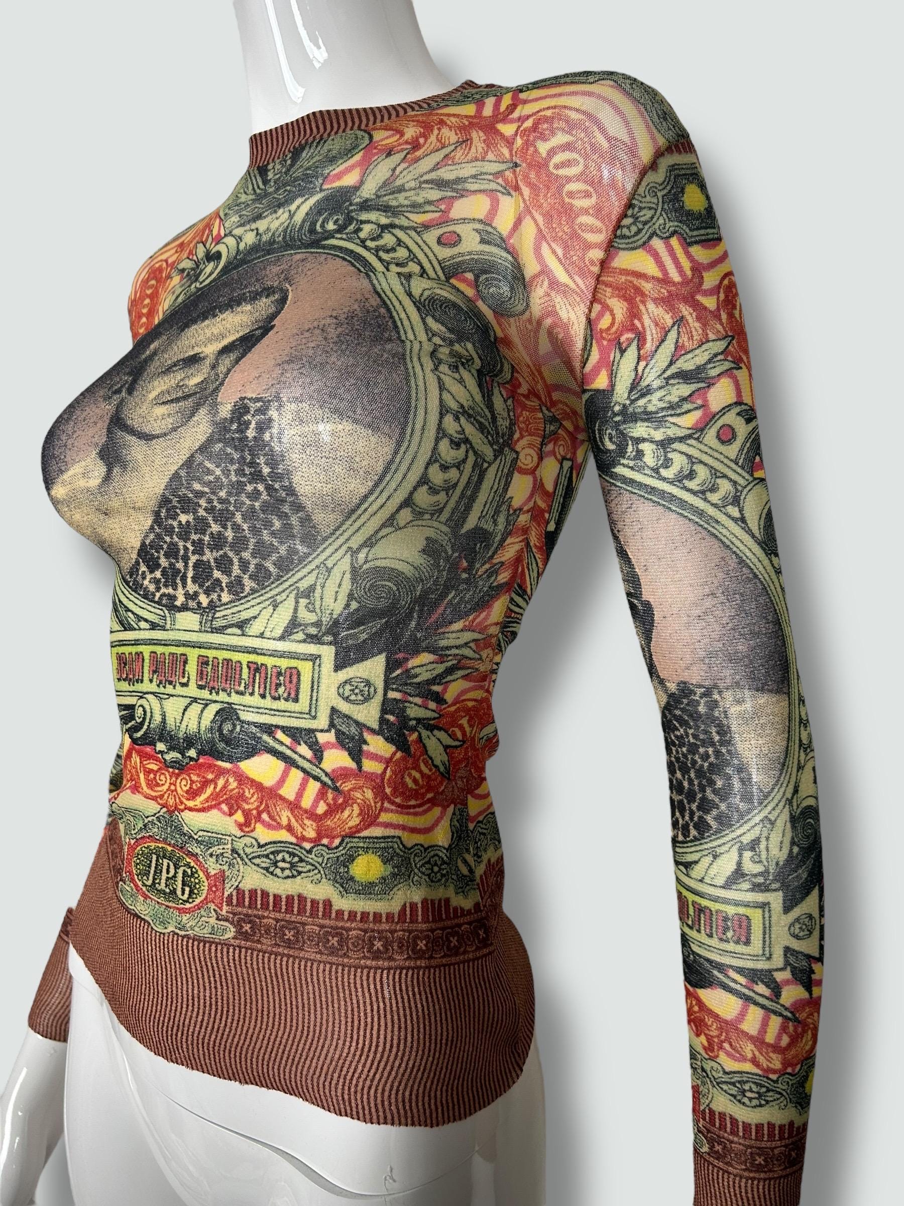 Jean Paul Gaultier Second Skin / Tattoo Top, 1994 Mesh With