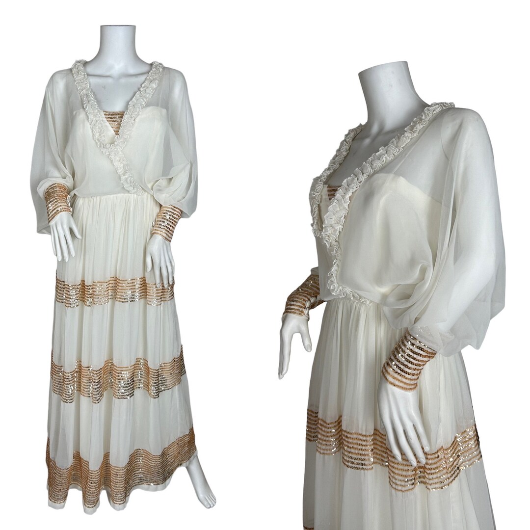 Vintage 70s Jean Varon Maxi Dress S M