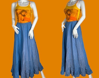 Edwardianischer Petticoat aus blauer Baumwolle