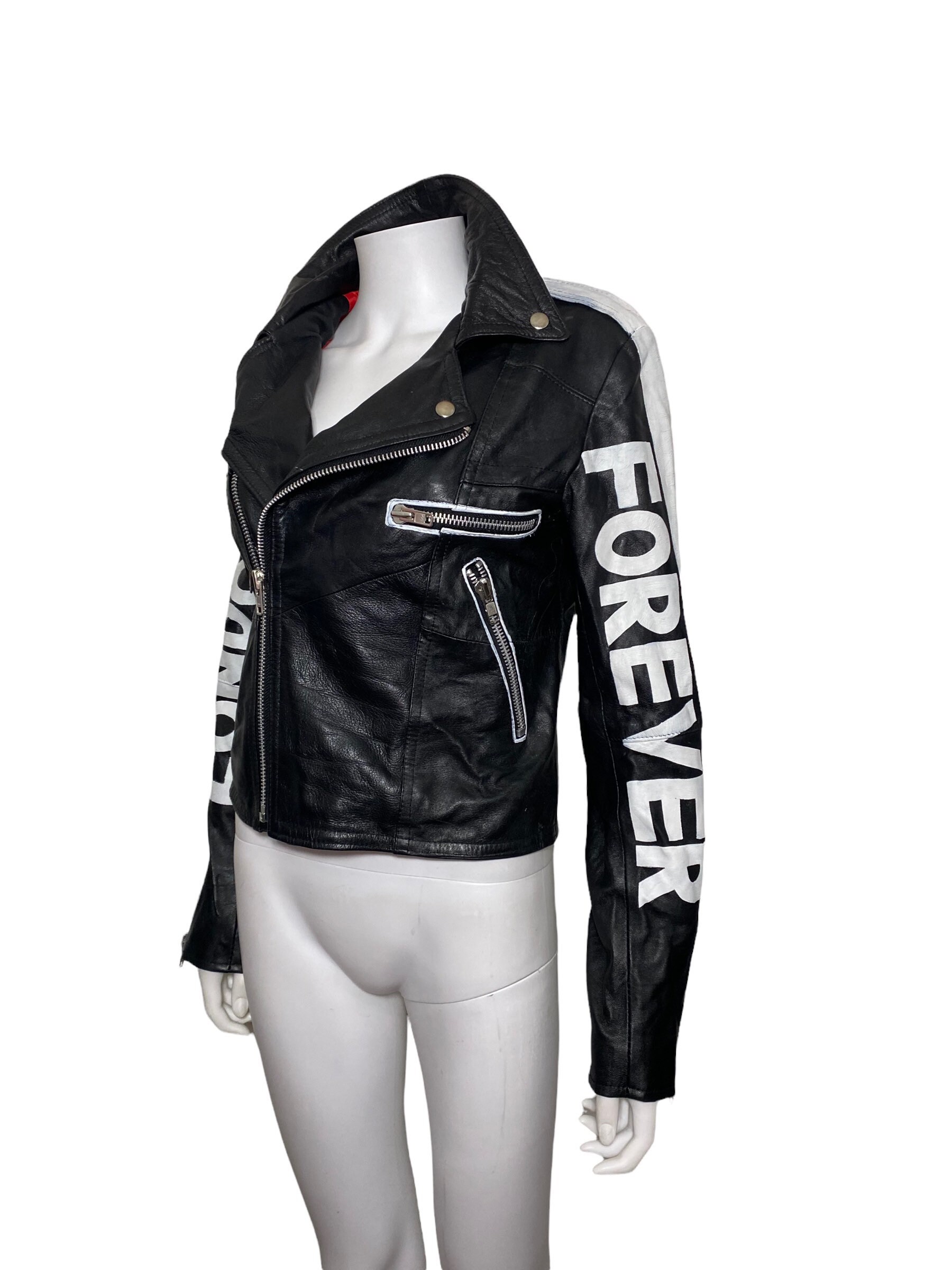 Forever 21 white store leather jacket