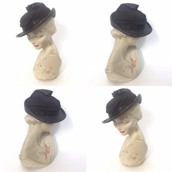 1930s hat in brown straw