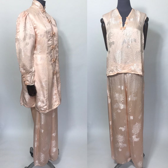1930s silk lounge pyjamas and robe