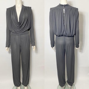 1970s Bill Gibb jersey trouser set with blouse image 2