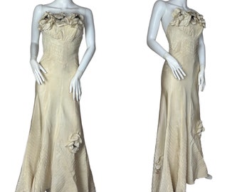 1930s strapless evening dress with trumpet hem XS