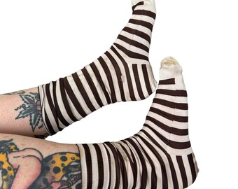 19th century striped socks, Victorian silk socks