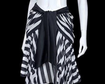 Deadstock 1980s YSL striped bustle skirt, Variations label 1988