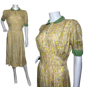 1930s silk dress with tulip print