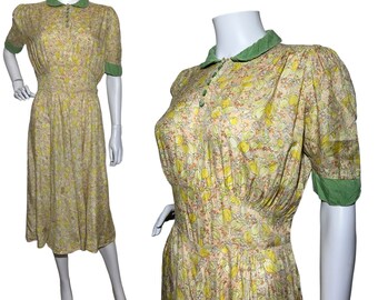 1930s silk dress with tulip print