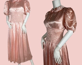 1930s shirred waist, smocked gown